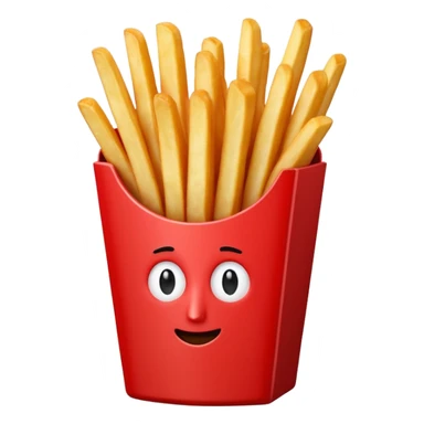 stylized red french fries container with fries inside, no faces, no logos, no extras, just the container and fries sticker