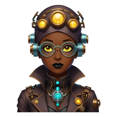 Dr. Nyx Oppen, a rogue quantum physicist turned cybernetic oracle, fuses neon-drenched cyberpunk with steampunk elegance. Once a corporate scientist in Night City, he pioneered weaponized antimatter, only to regret his creation. Now, he roams the underbelly, a haunted prophet wrapped in a high-collared nano-weave coat with brass-adorned cybernetics. His fedora, enhanced with a clockwork HUD, projects atomic schematics, while his mechanical monocle flickers with forbidden calculations. A radium vape in his lips trails glowing vapor, forming ghostly atomic rings. His gauntlet, powered by unstable antimatter coils, crackles with unpredictable energy—a relic of his past sins. sticker