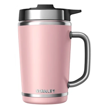 Light pink 40oz Stanley tumbler with handle sticker
