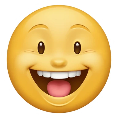Emoji, yellow round laughing face, wide smile sticker