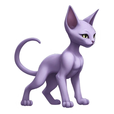 Anthro Mewtwo-Cat-Sphynx-FurSona-Fakemon Nebula Full Body sticker