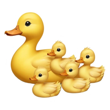 A mom duck with 3 ducklings in water  sticker