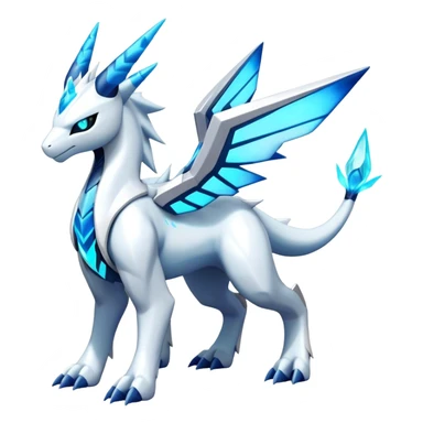 Futuristic Kyurem-reshiram-Glaceon-dialga-suicune-hybrid, full body sticker
