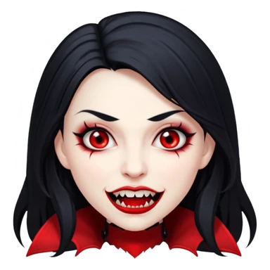 Beautiful vampire woman with long black  hair and red highlights showing fangs  sticker