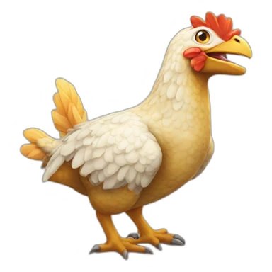 Poulet sur un dinosaure sticker