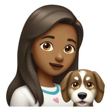 Une fille aux cheveux brun foncé fais un bisous sur la joue  a un Husky doré clair sticker