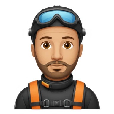 Moroccan Male 38 short beard, slightly overweight, scuba diving sticker