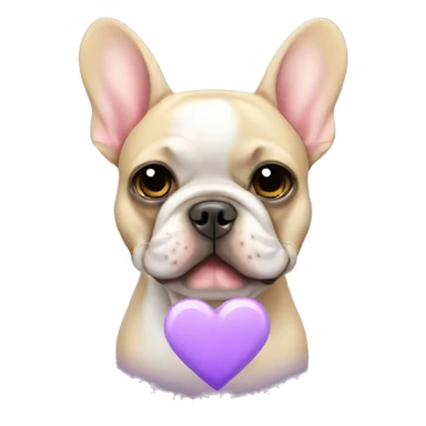 French bulldog tan and lilac with heart  sticker