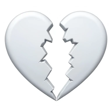 a white heart broken into two pieces sticker