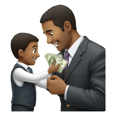 business man handing money to happy child sticker