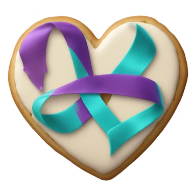 Purple and dteal Suicide awareness ribbon on heart cookie sticker