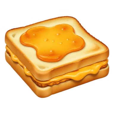 a toastie with melted cheese on the rim and an orange hat sticker