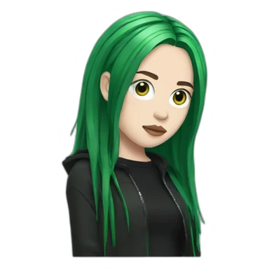 Billie eilish, green black hair sticker