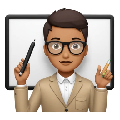 Gender neutral design lead with black block glasses and whiteboard markers sticker