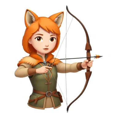archer aiming bow with fox beside sticker