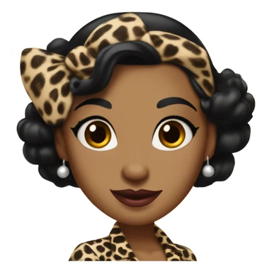 pin up brown woman with black hair in a 50s leopard costume  sticker