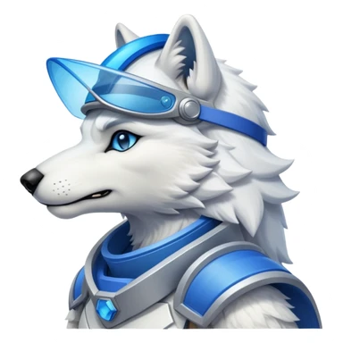 White anthro male wolf kissing with Protogen with blie visor sticker