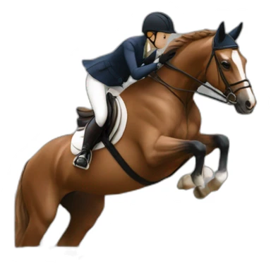 Showjumping horse with a human sticker