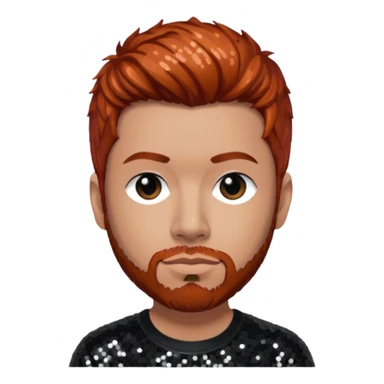 Abe Cunningham from Deftones with auburn hair, light skin, black sequin outfit sticker