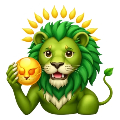 Alchemist style green lion devouring sun sticker