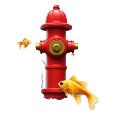 fire hydrant with gold fishes and water sticker
