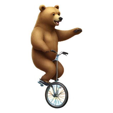 Rainbow colored bear riding a unicycle sticker