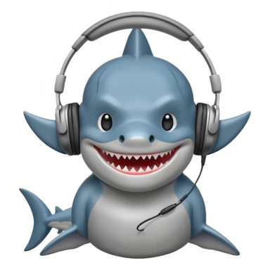 shark wearing headphones sticker