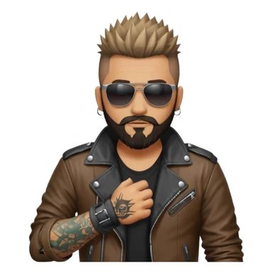 biker gang with sunglass and rugged guy bearded spicks hairin tatoots sticker