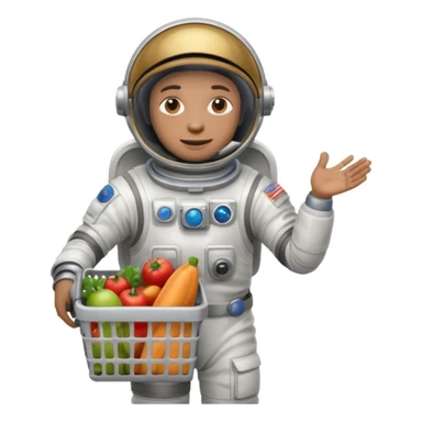 astronauta con canasta para hacer compras vacía sticker