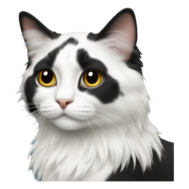 black and white cat long haired sticker