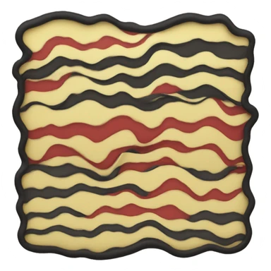 Wavy black and red rectangle with a yellow circle in the middle sticker