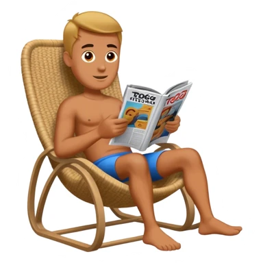 un homme assis dans un siège Togo qui lis un magazine  sticker