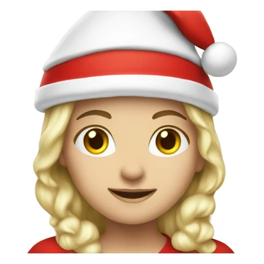 White blond girl as santa claus With hat  sticker