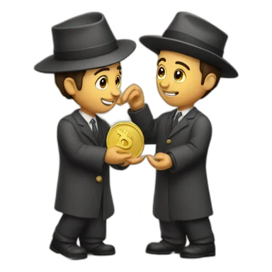 Jews picking up coin sticker