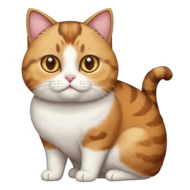 full body torbie and white cat with small head, hazel eyes, and short but chubby body sticker