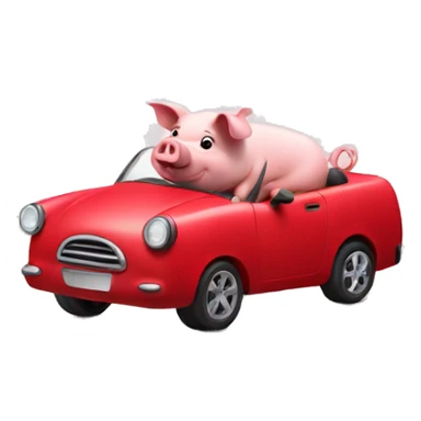 Pig driving red car sticker