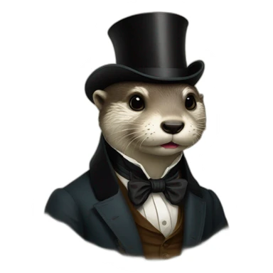 a gentleman otter in a 19th century portrait sticker