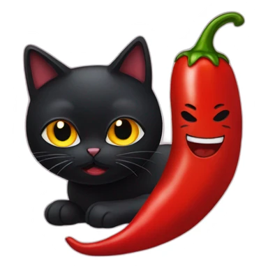 Chilli pepper eat black cat sticker
