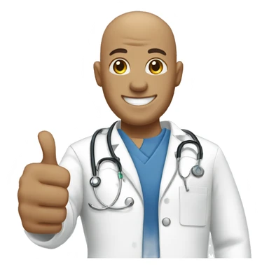 Bald male Nurse giving thumbs up sticker