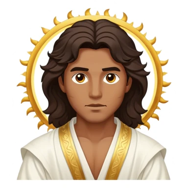 Cinematic Realistic Hercules Portrait, depicted as a classical Greek hero inspired by the Disney version yet echoing the refined proportions and serene dignity of Michelangelo's David. His idealized, sun-kissed bronze skin glows with timeless strength, and his thick, wavy dark hair falls in natural, sculpted curls. Draped in a flowing white robe with delicate golden accents, his expressive eyes radiate determined nobility, all rendered under dynamic natural lighting with a mythic, radiant glow. sticker