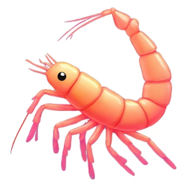 Kawaii neon glitter shrimp emoji    sticker