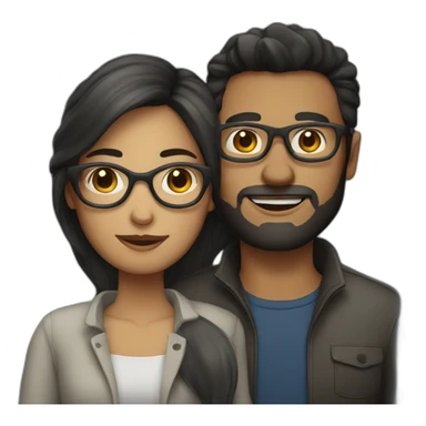 couple with dark hair woman with glasses sticker