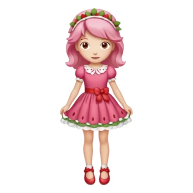 Strawberry shortcake human girl full body and legs with a strawberry barrette on her hair without a cake sticker