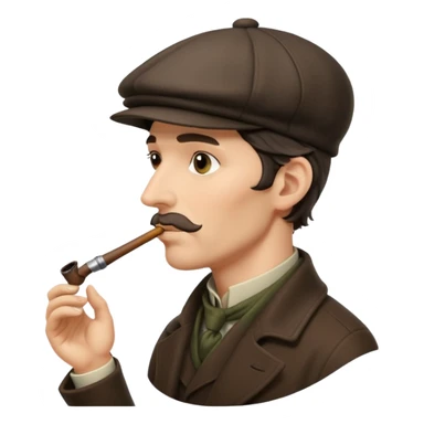 A side view of Sherlock Holmes wearing a deerstalker hat and smoking a pipe sticker