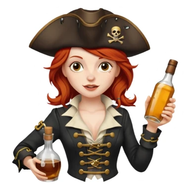 pirate redhead woman drunk sticker