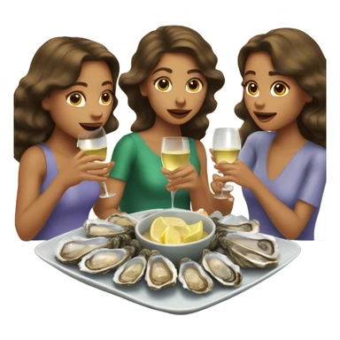 Three brown haired sisters eating oysters and drinking champagne  sticker