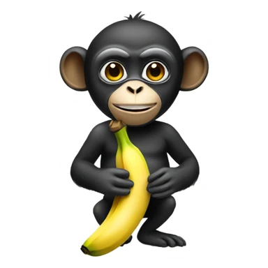 A monkey holding a banana and wearing a black face mask  sticker