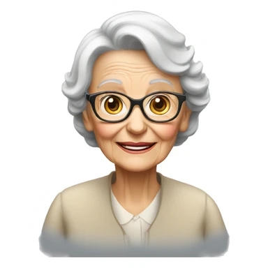 88 year old woman in a wheelchair wearing glasses and hearing aids  sticker