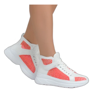 Ribber-trimmed mesh pvc sneakers crimsom sticker