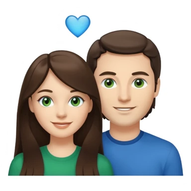 “A Polaroid-style photo of a couple with a heart of a white woman with long brunette hair and blue eyes, and a white man with short brunette hair and green eyes.” sticker